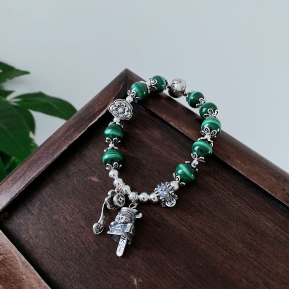 925 Silver Caiyuan Guangjin Malachite Bracelet